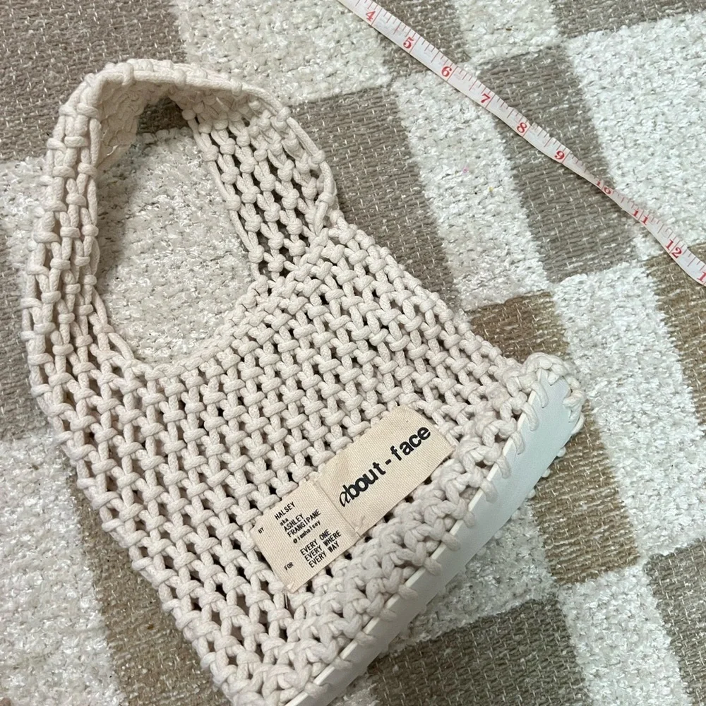 About Face Cream Knit Tote Bag